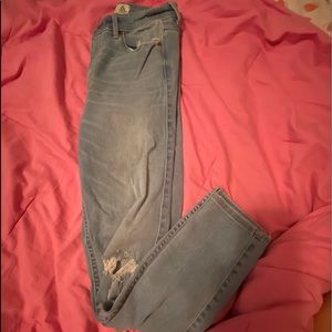 High Rise Distressed Ankle Jeans